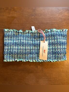 Vineyard Vines Capri Blue & Aqua Smocked Bandeau Top